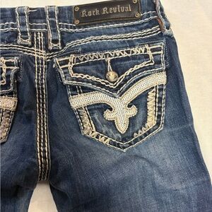 Rock Revival Indigo Jeans with White Stitching